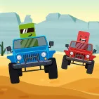 Players race and crash jeeps across desert tracks in Car Collision Master, an arcade game. Drivers clash with each other and drift to score points and win.